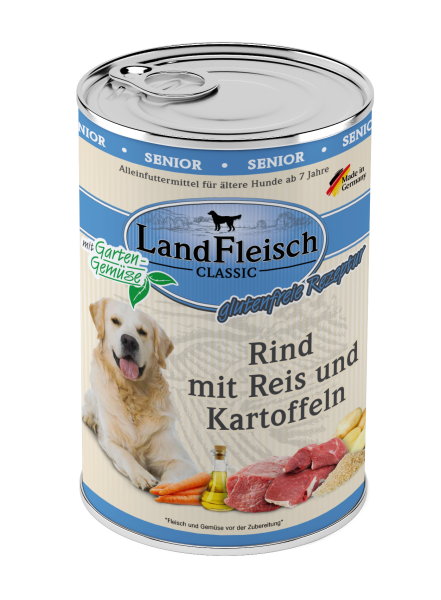 LandFleisch Dog Classic Senior Rind mit Reis & Kartoffeln 400g