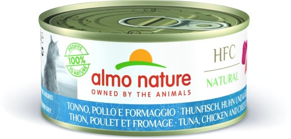 Almo Nature Katze Natural - Thunfisch, Huhn und Käse 150g