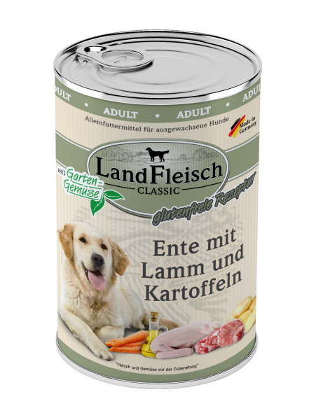 LandFleisch Dog Classic Ente mit Lamm & Kartoffeln 400g