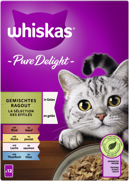 Whiskas Pure Delight Gemischtes Ragout in Gelee 12x85g Portionsbeutel