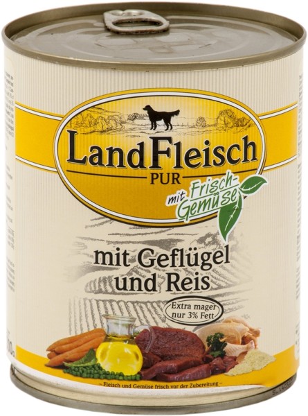Landfleisch Pur Geflügel & Reis extra mager 800g