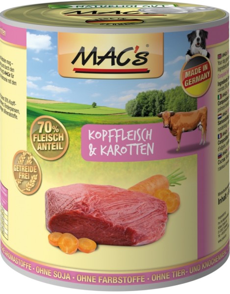 Macs Dog Kopffleisch & Karotten 800g Dose