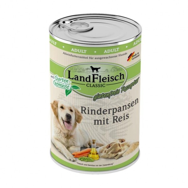 Landfleisch Dog Classic Rinderpansen mit Reis & Gartengemüse - 400g