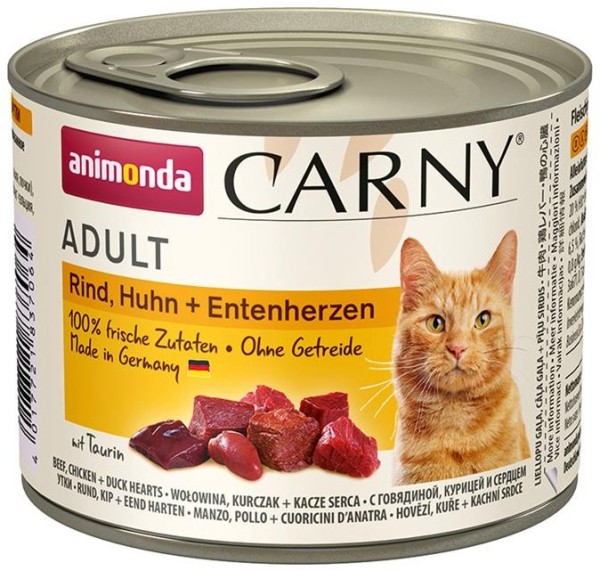 Animonda Cat Dose Carny Adult Rind & Huhn & Entenherzen 200g