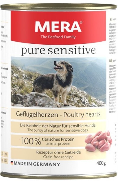 Mera Dog Pure Sensitive Meat Geflügelherzen 400g-Dose
