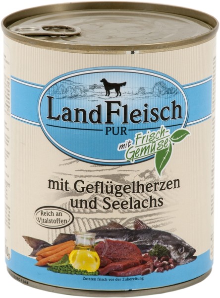 Landfleisch Dog Pur Geflügelherzen & Seelachs 800g