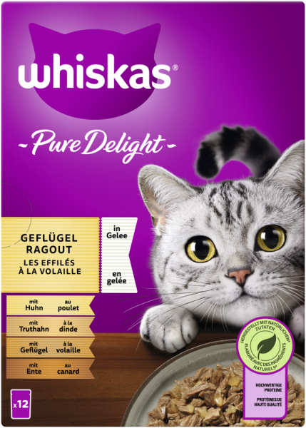 Whiskas Pure Delight Geflügel Ragout in Gelee 12x85g Portionsbeutel