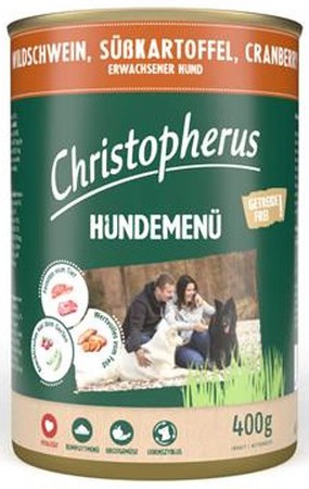 Christopherus Hundemenü -Adult - mit Wildschwein, Süßkart