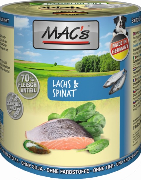 Macs Dog Lachs, Pasta & Spinat 800g Dose