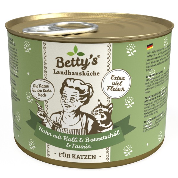 Betty's Katze Huhn & Kalb mit Borretschöl 200gD