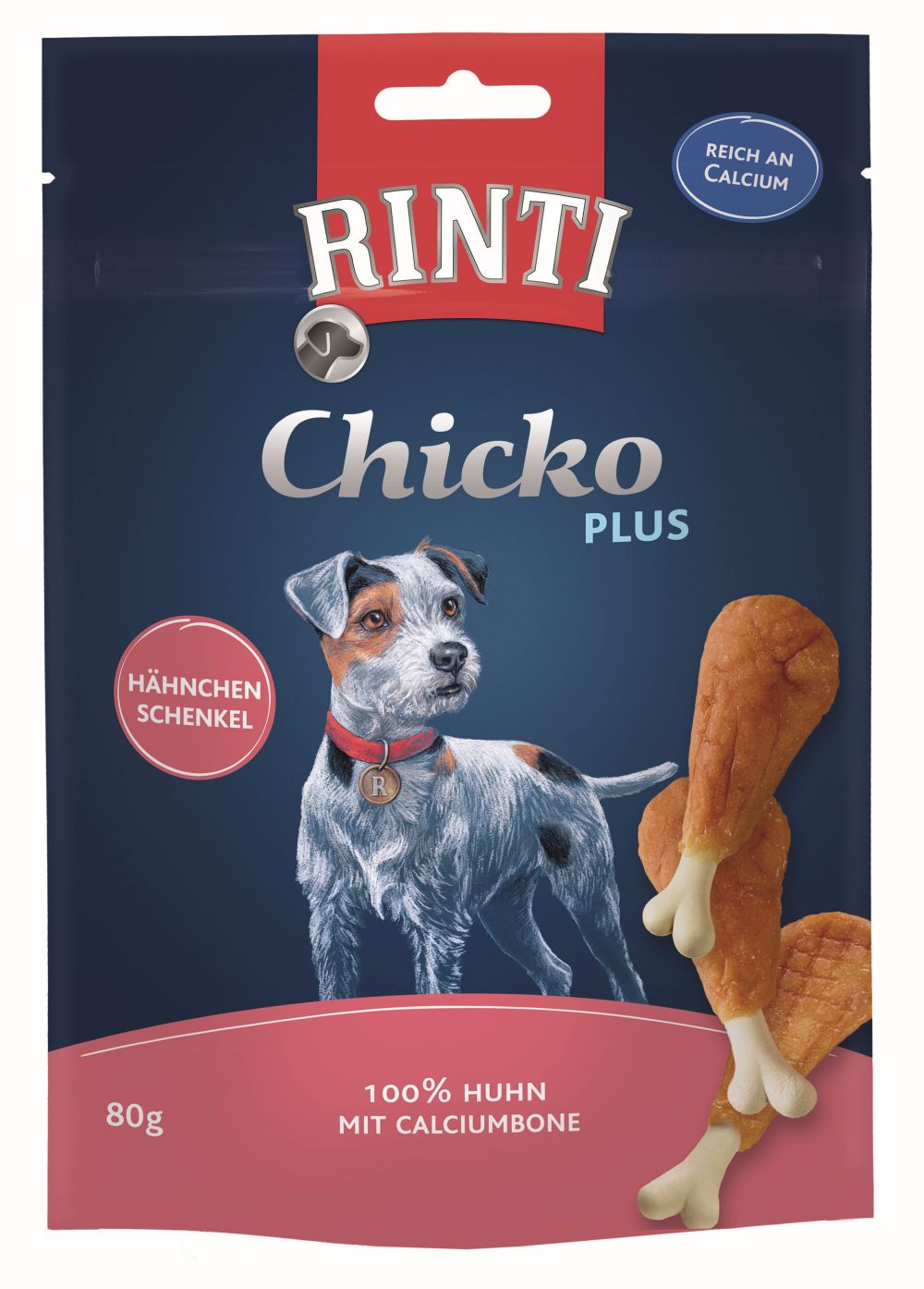 Rinti Extra Chicko Plus Hähnchenschenkel mit Calciumbone 80g | em-ma
