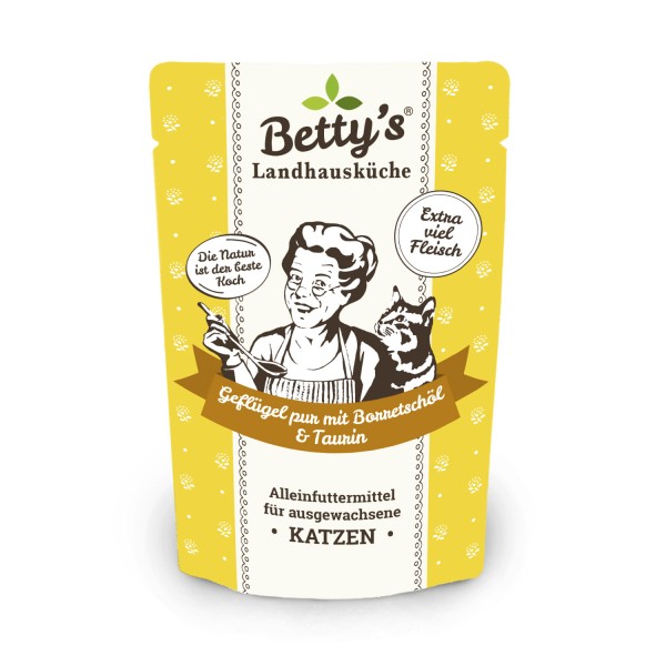 Betty's Katze Geflügel PUR mit Borretschöl 100gP