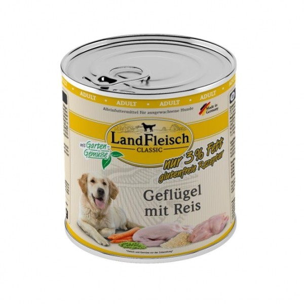 Landfleisch Dog Classic Geflügel mit Reis & Gartengemüse extra mager - 800g