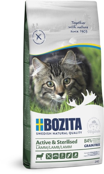 Bozita Katze Active & Sterilised Grain free Lamb 2kg