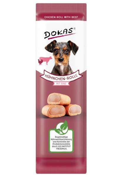 Dokas Dog Snack Hühnchen-Rolle mit Rind 10g