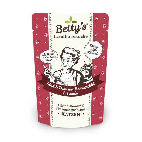 Betty's Katze Rind & Herz mit Borretschöl 100gP