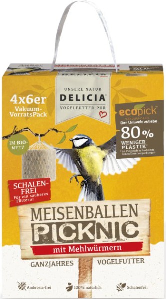 DELICIA MeisenBallen Picknik 24er mit Mehlwürmern - im Bi