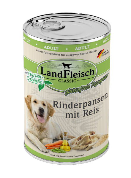 LandFleisch Dog Classic Rinderpansen mit Reis 400g