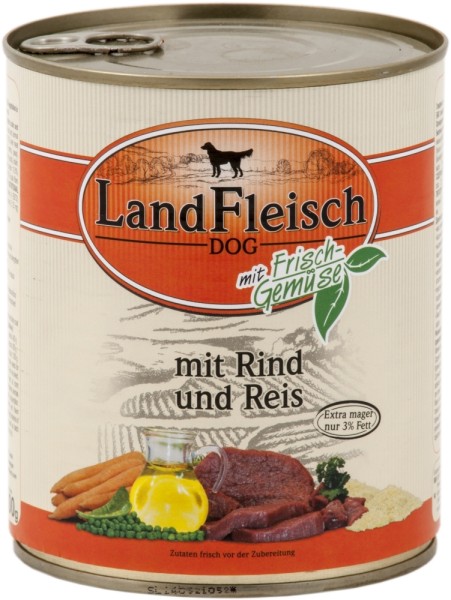 Landfleisch Dog Pur Rind&Reis extra mager 800g