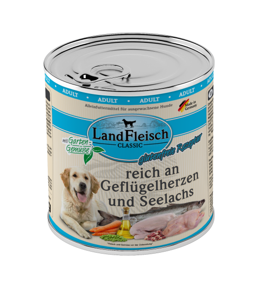 LandFleisch Dog Classic Reich an Geflügelherzen & Seelachs 800g