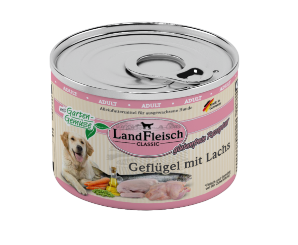 LandFleisch Dog Classic Geflügel mit Lachs 195g