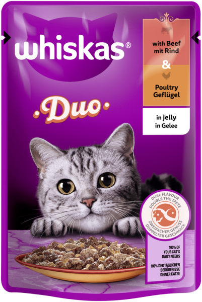 Whiskas Duo mit Rind + Geflügel in Gelee 85g Portionsbeutel