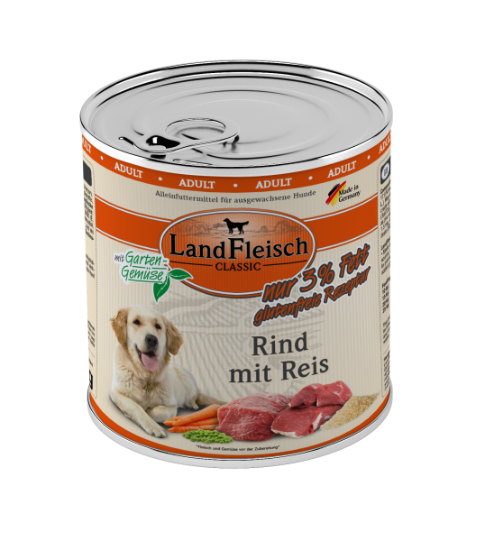 LandFleisch Dog Classic Rind mit Reis, extra Mager 800g