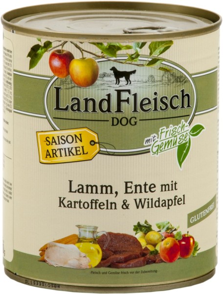 Landfleisch Dog Pur Lamm & Ente & Kartoffel & Wildapfel 800g