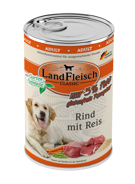 LandFleisch Dog Classic Rind mit Reis, extra Mager 400g