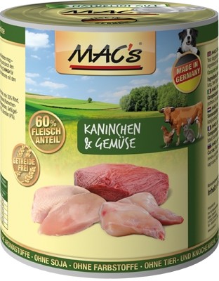 Macs Dog Kaninchen, Gemüse & Kartoffeln 800g Dose