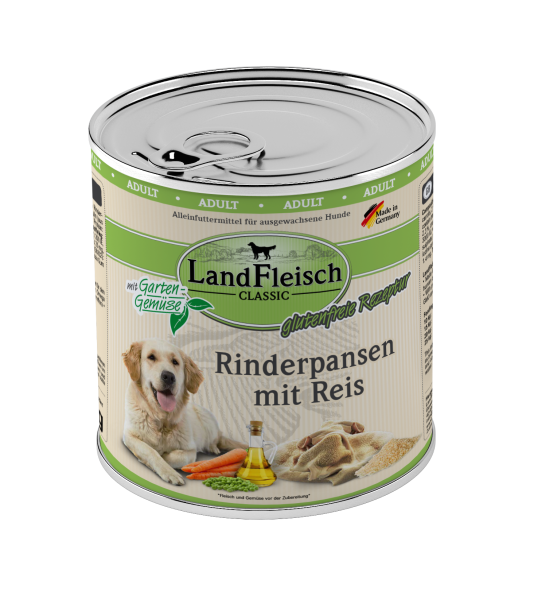 LandFleisch Dog Classic Rinderpansen mit Reis 800g
