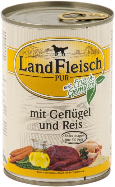 Landfleisch Pur Geflügel & Reis extra mager 400g