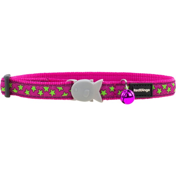 Hundehalsband Red Dingo STYLE STARS LIME ON HOT PINK 15 mm x 24-36 cm