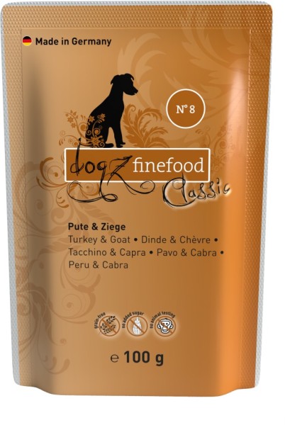 Dogz finefood Beutel No. 8 Pute & Ziege 100g