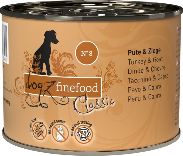 Dogz finefood Dose No. 8 Pute & Ziege 200g