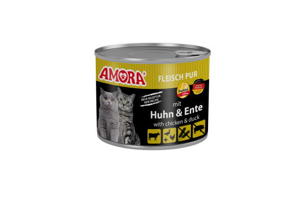 AMORA Cat Fleisch Pur Huhn+Ente 200gD