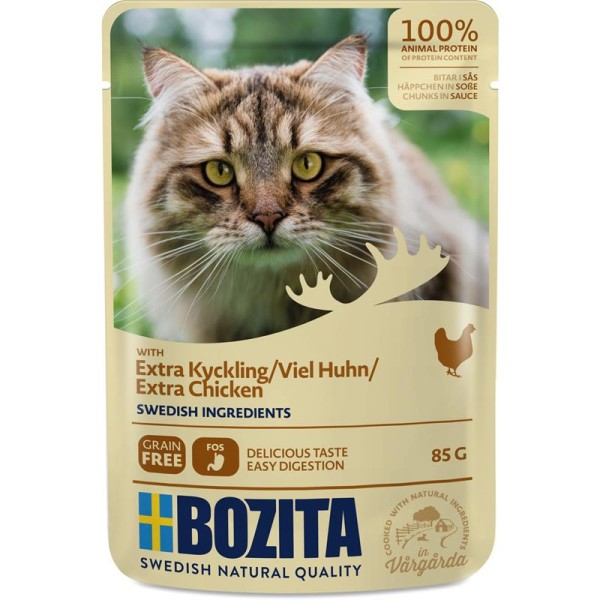 Bozita Katze Pouch Häppchen in Soße mit viel Hühnchen 85g