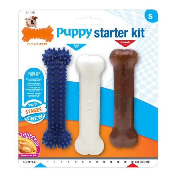 Beißring für Hunde Nylabone Extreme Chew Starter Kit Welpen Huhn Thermoplastischer Kunststoff (3 pcs