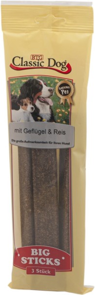 Classic Dog Snack Big Sticks Geflügel & Reis 3er Pack