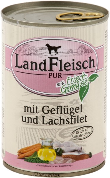 Landfleisch Dog Pur Geflügel & Lachsfilet 400g