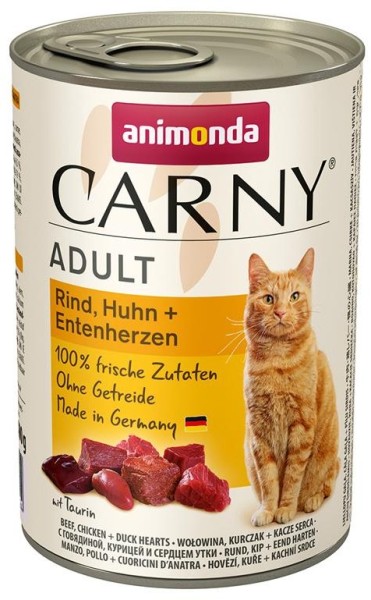 Animonda Cat Dose Carny Adult Rind & Huhn & Entenherzen 400g