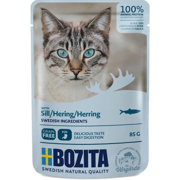 Bozita Katze Pouch Häppchen in Soße mit Hering 85g