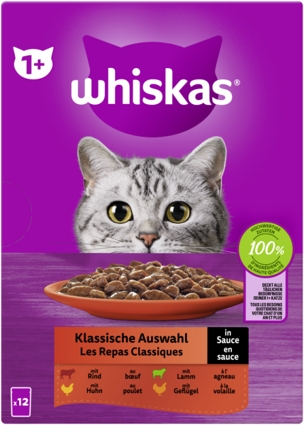 Whiskas 1+ Kla. Auswahl in Sauce 12x85gP